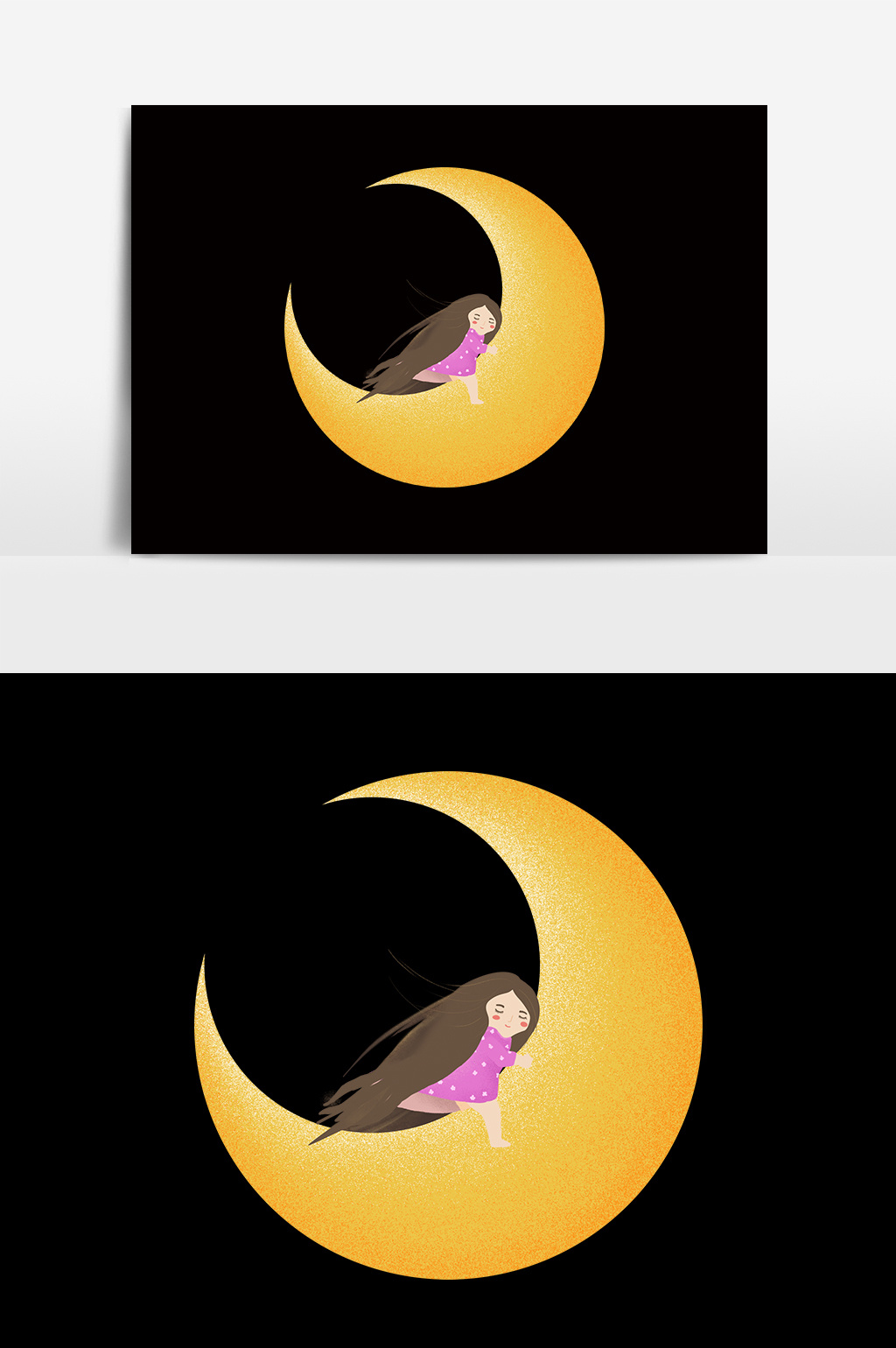 卡通手绘月亮女孩