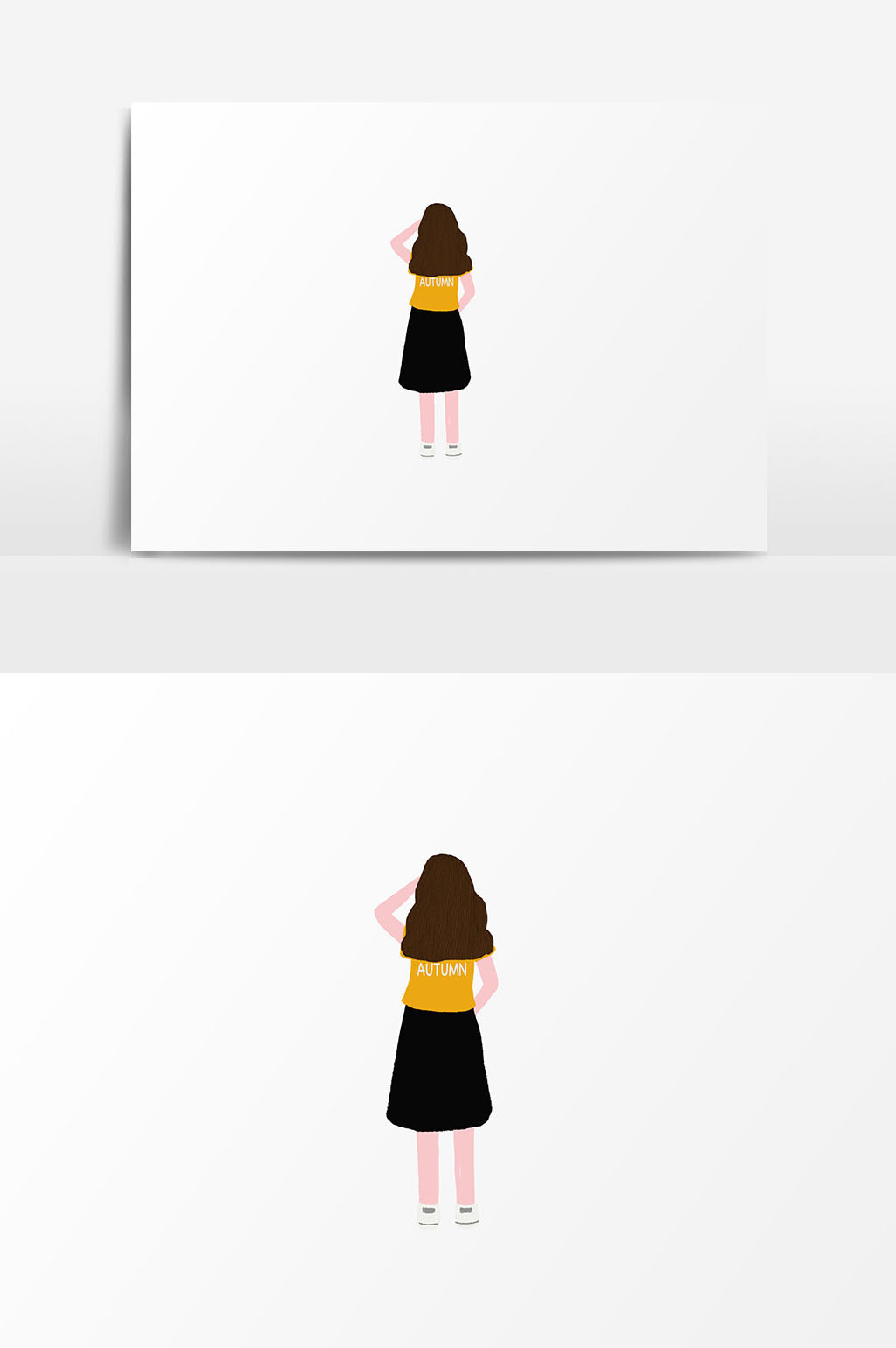 美女背影插画元素设计