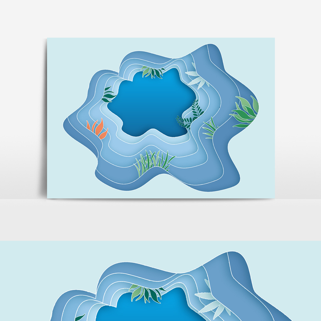 扁平剪纸梯田装饰素材