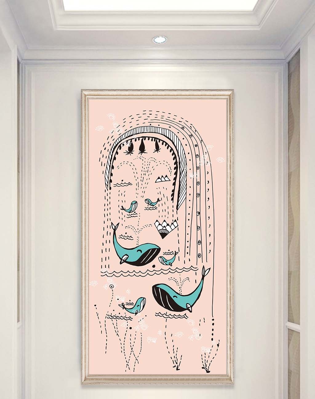 现代简约创意手绘动物元素客厅玄关装饰画