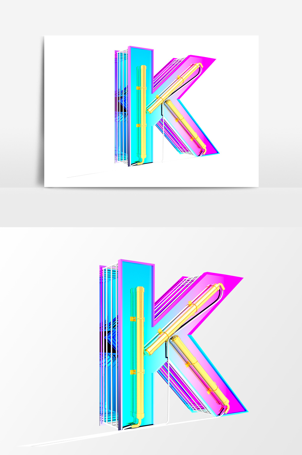 字母k金属创意元素素材电商海报