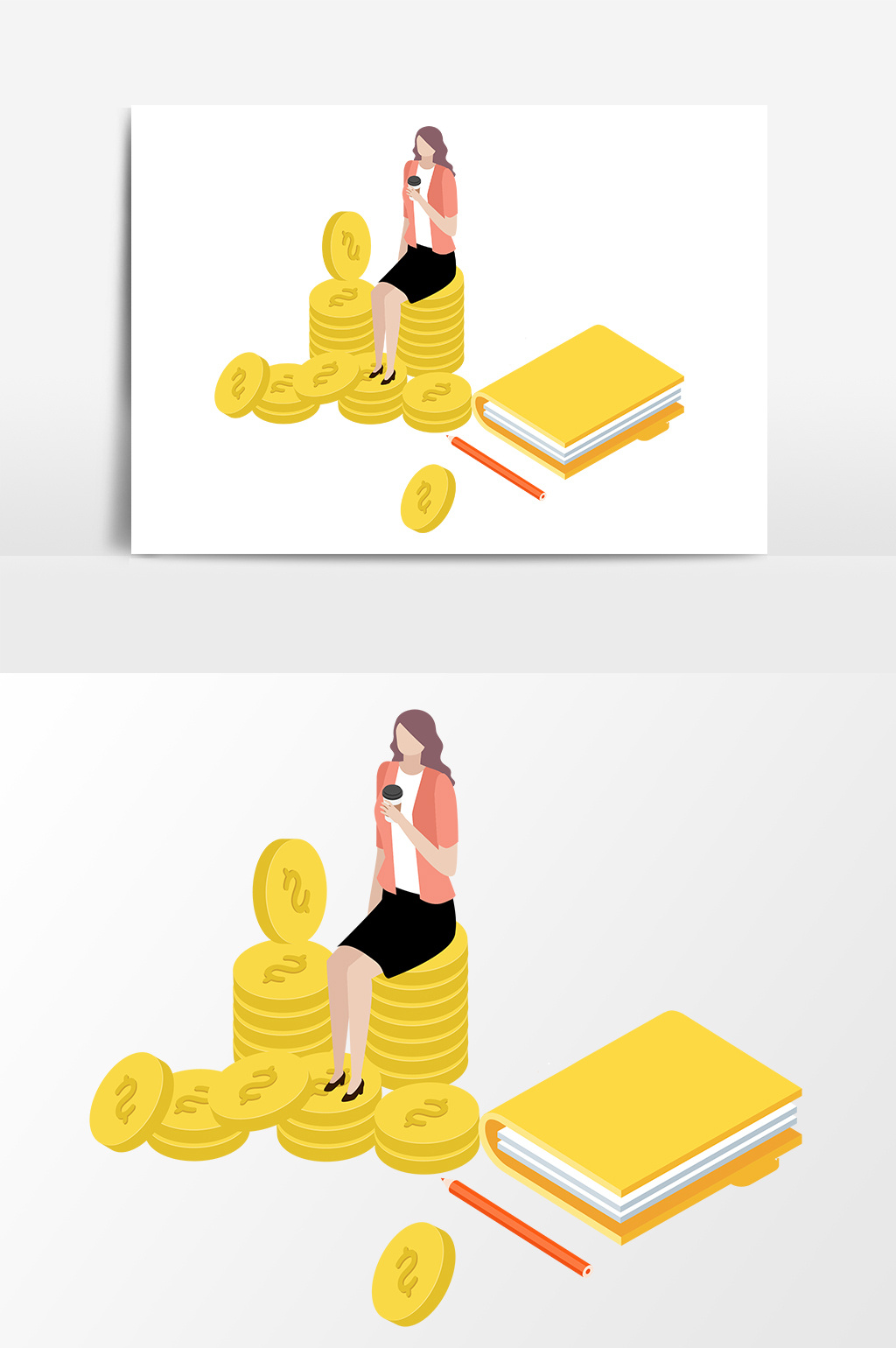 手绘金融理财插画矢量素材