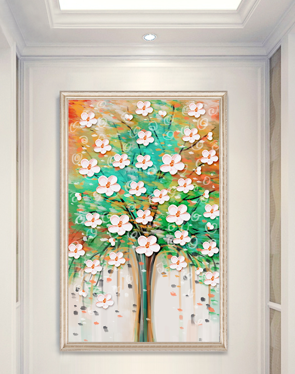 现代唯美油画玄关装饰画