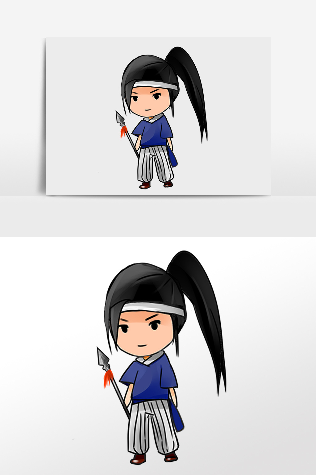 手绘古代人物刀枪侍卫插画元素