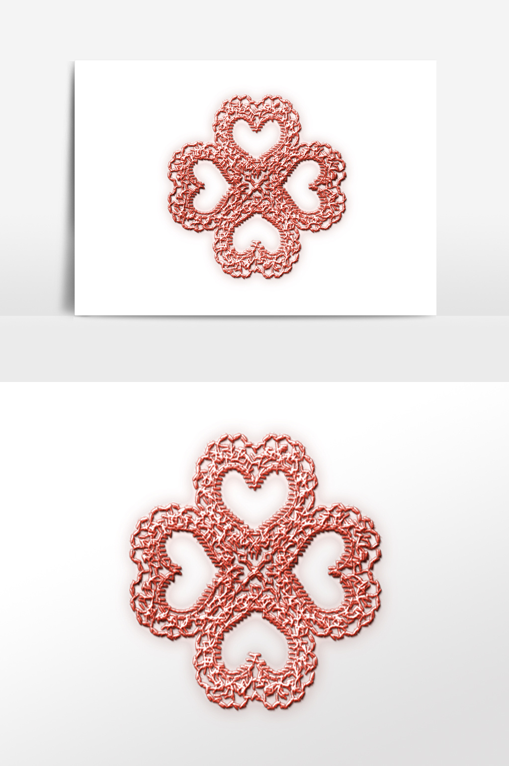 手绘唯美心图花纹刺绣插画素材