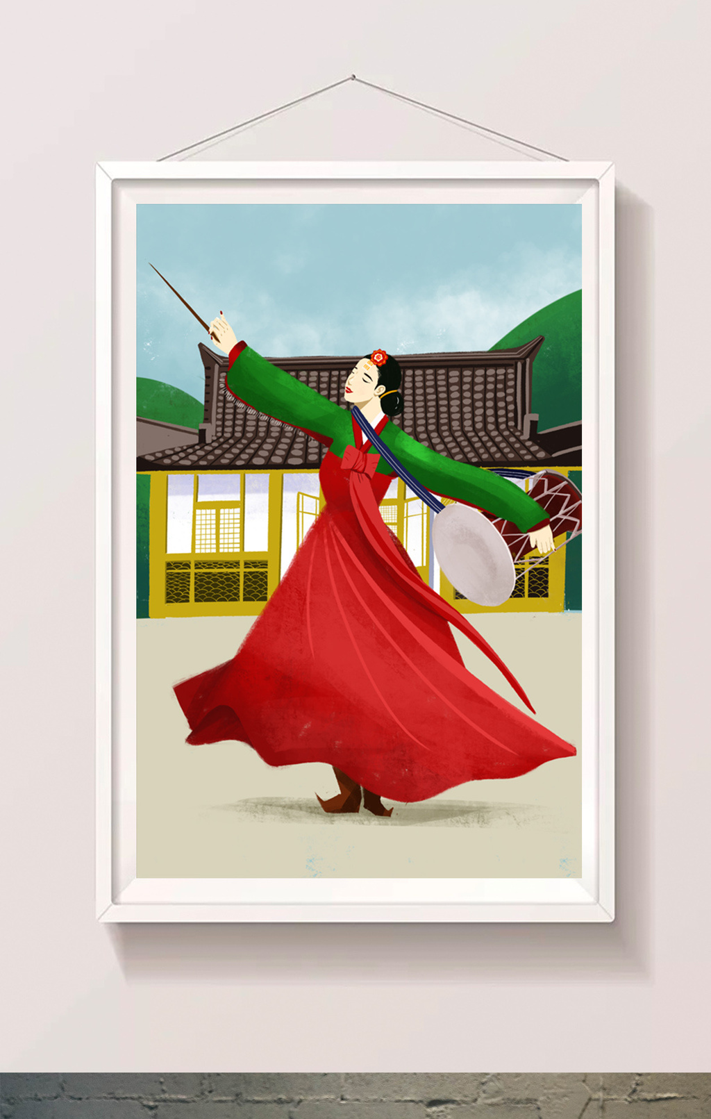 特色朝鲜族女子歌舞插画