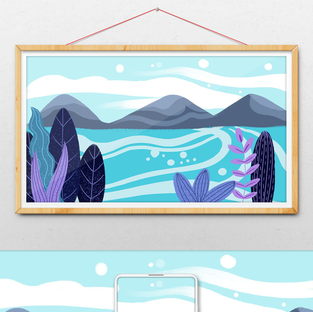 清新水彩背景风景手绘夏日背景海边模板免费下载 _插画图片设计素材