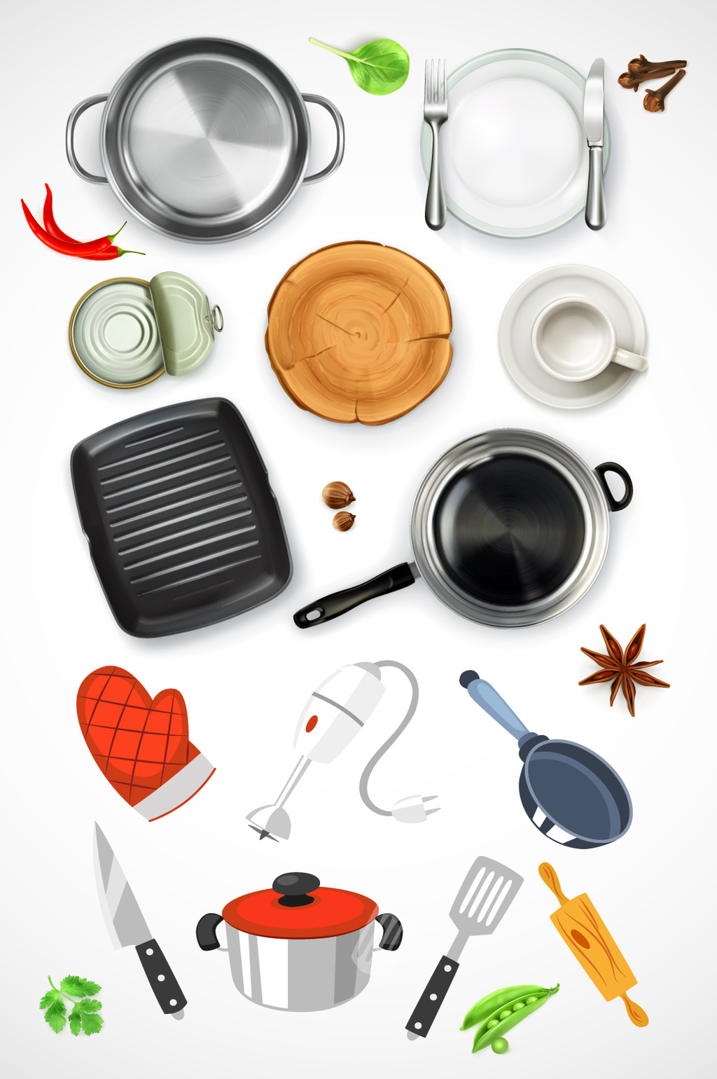 包图 广告设计 不规则图形 > 厨房用品矢量素材 上传时间2017-03-30