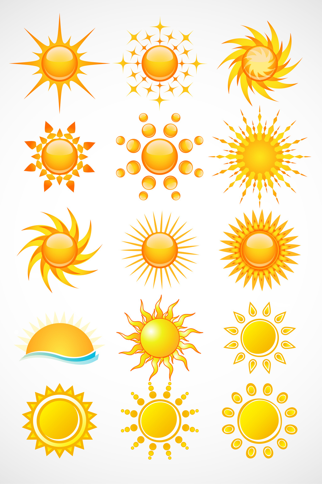 太阳呈现效果元素矢量图标