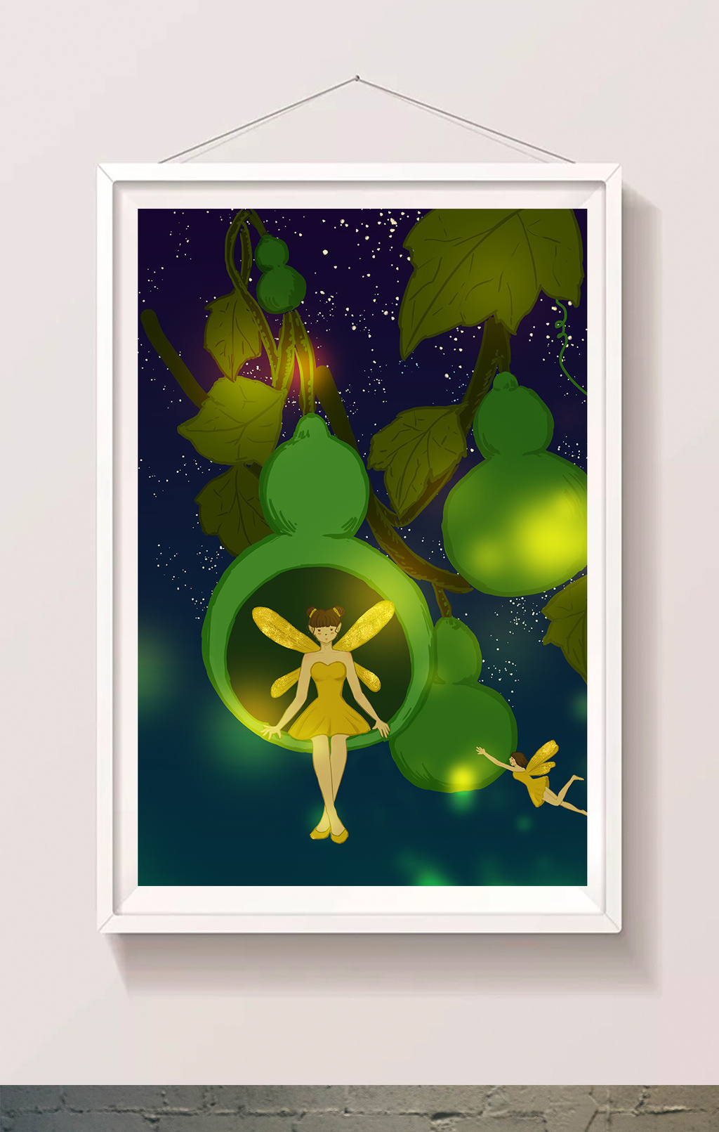 唯美梦幻童话仙境葫芦小精灵插画模板免费下载 