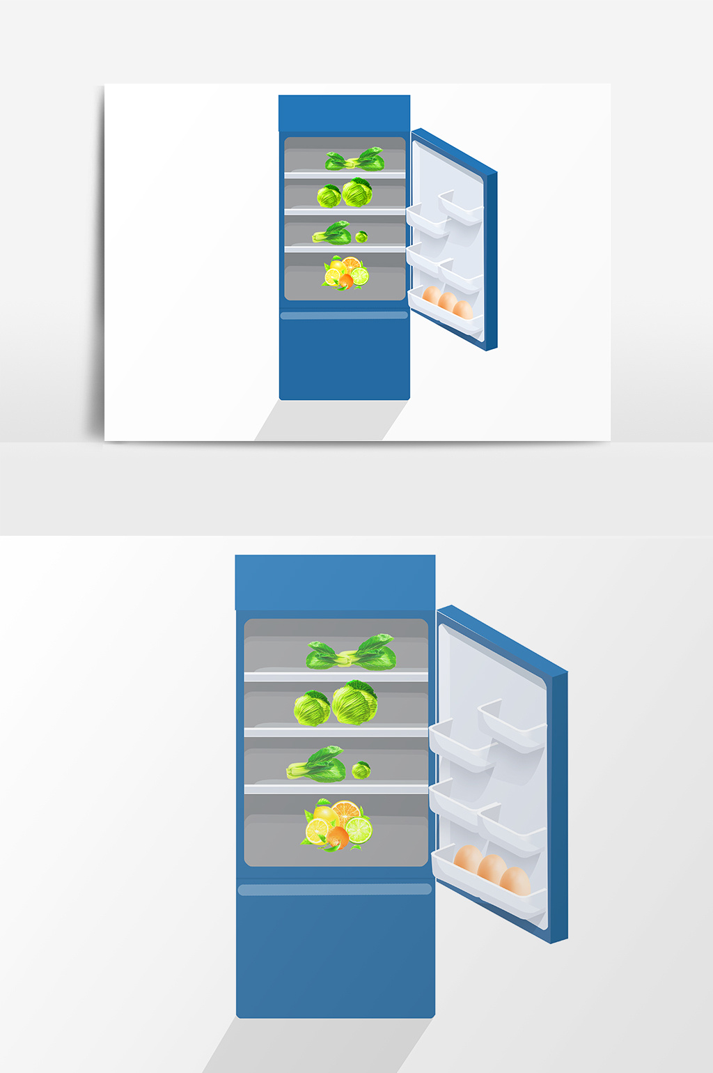 手繪藍色電冰箱家用電器素材