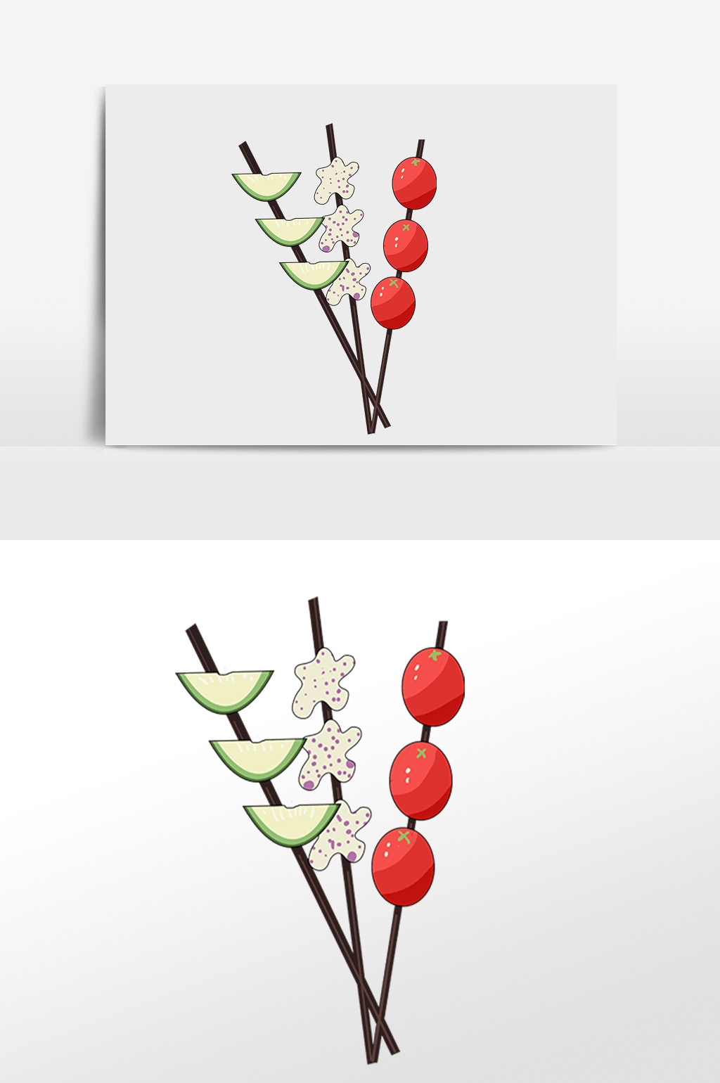 小清新可口美味串串水果插画素材