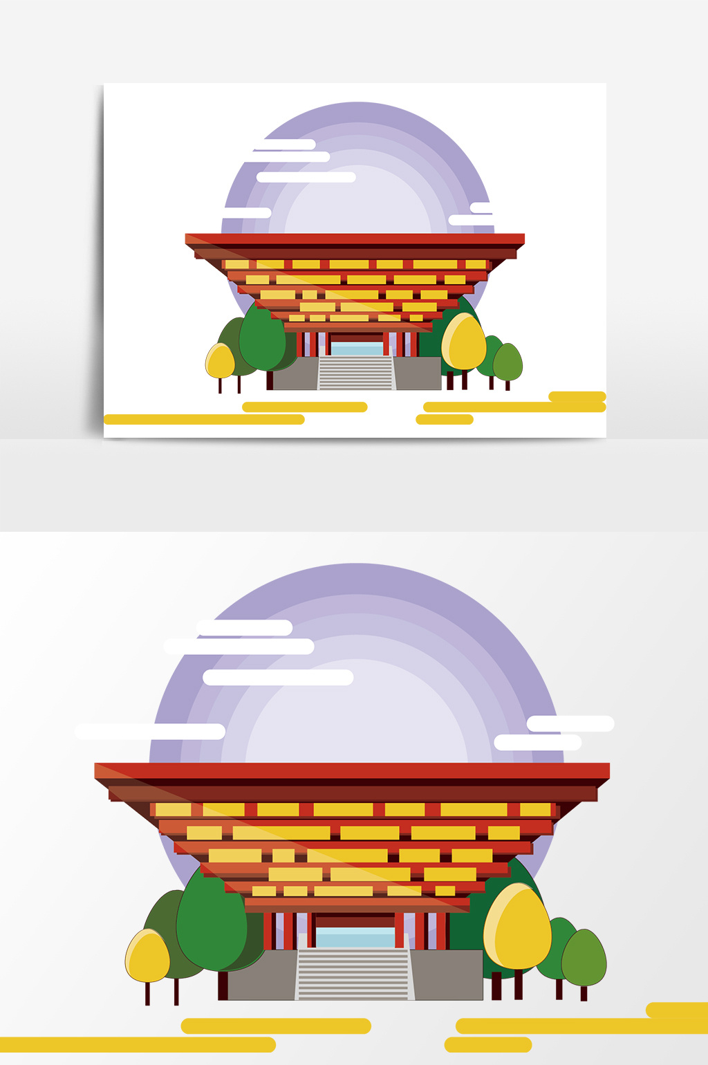 手绘扁平化商业建筑高楼大厦写字楼插画素材