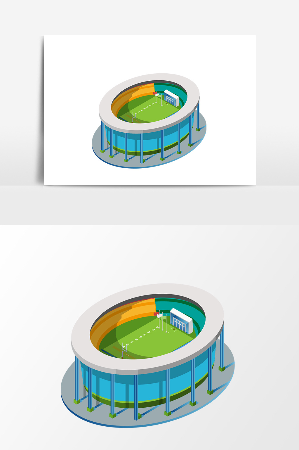 手绘卡通体育馆建筑设计素材