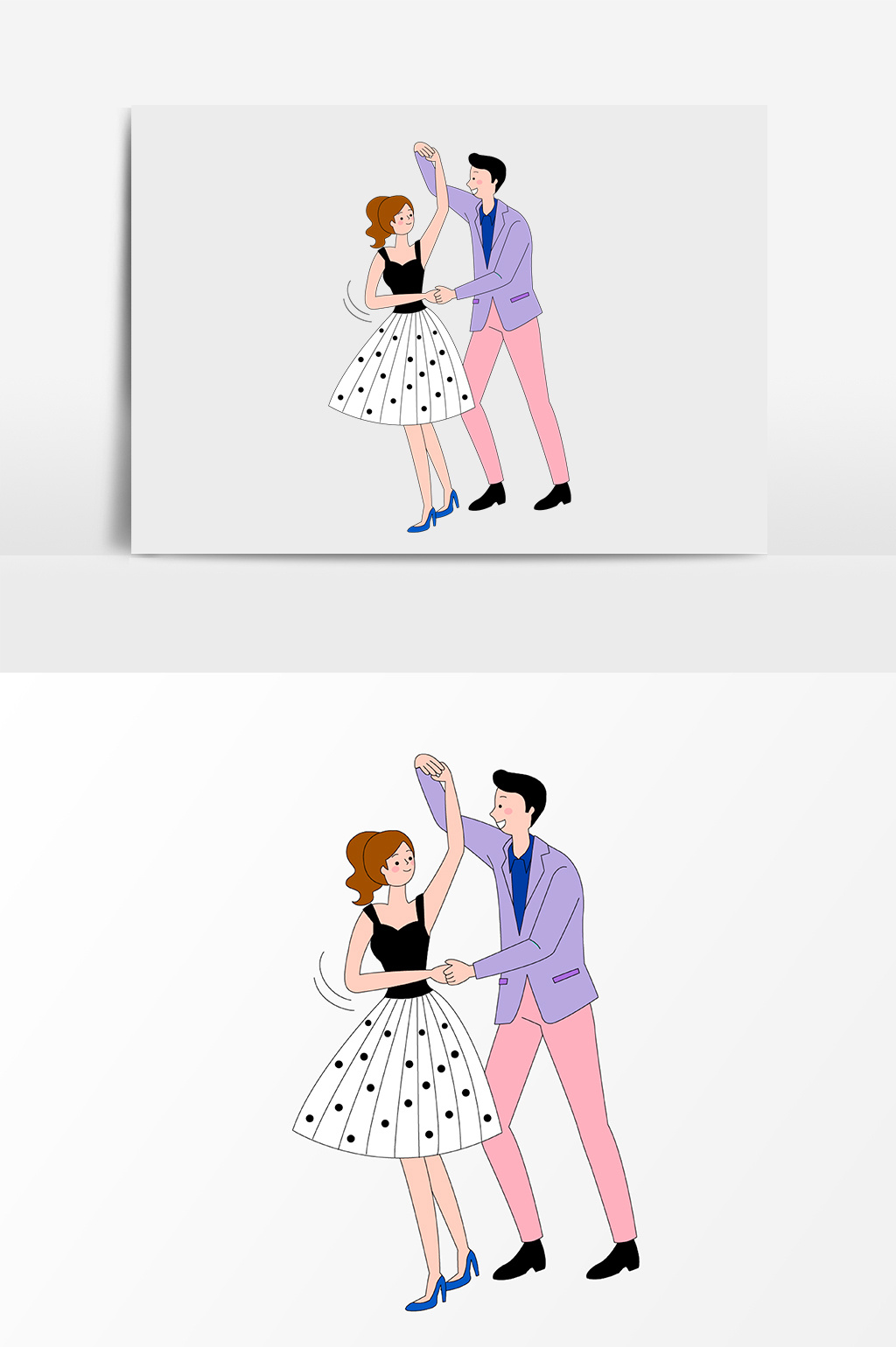 手绘卡通华尔兹跳舞元素