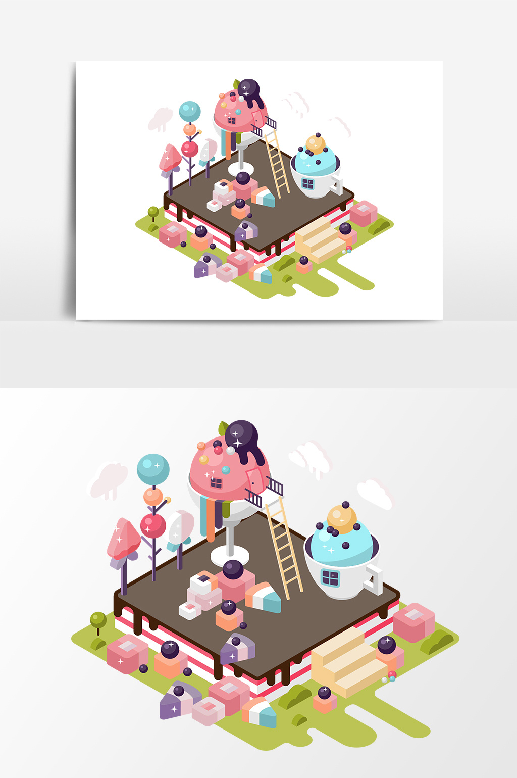 5d彩色大型游乐场场景插画矢量素材模板免费下载 _广告设计图片设计