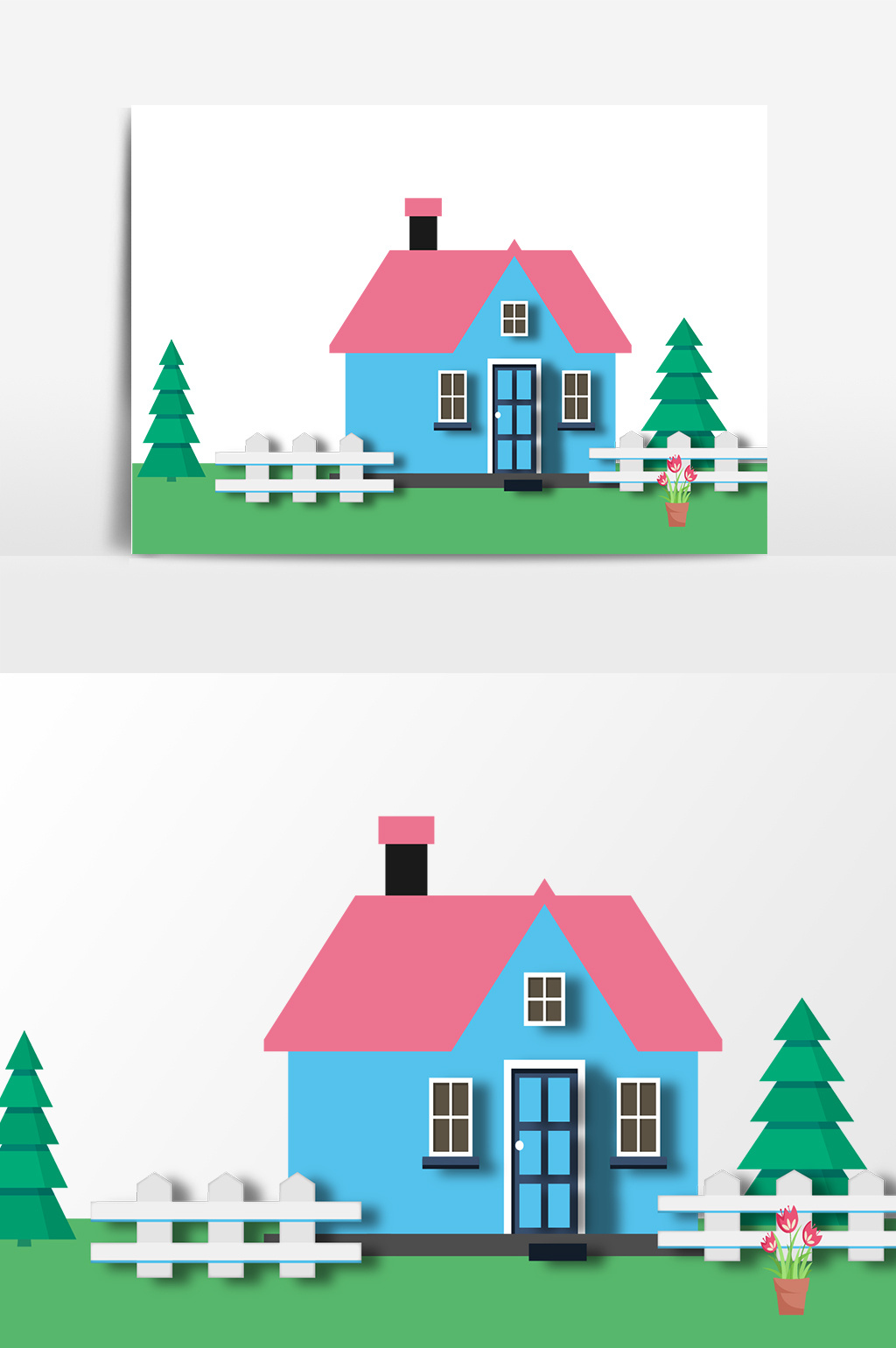 扁平化楼房建筑插画矢量素材