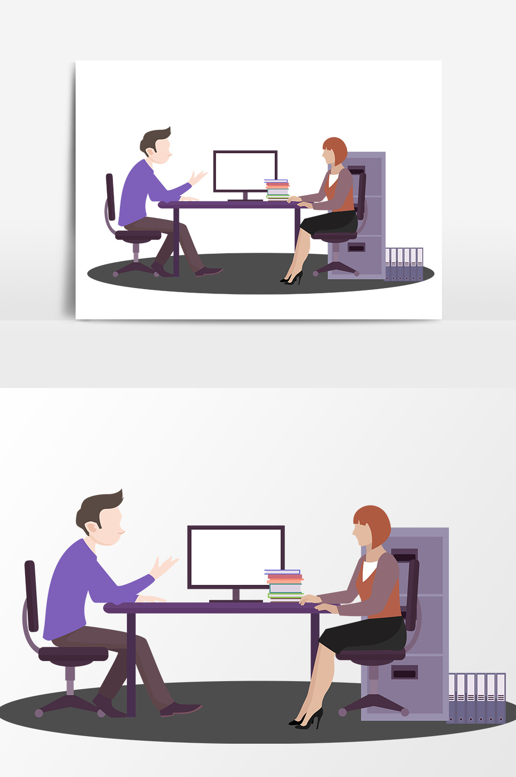 手绘办公室工作设计元素