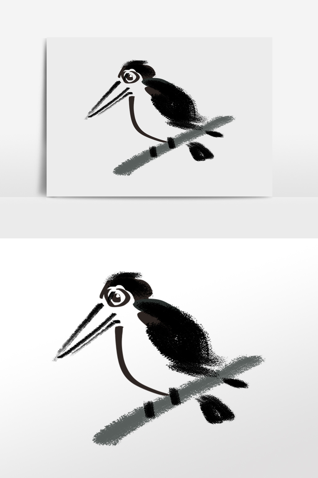 手绘水墨动物小鸟插画模板免费下载_2000像素psd图片设计素材_【包