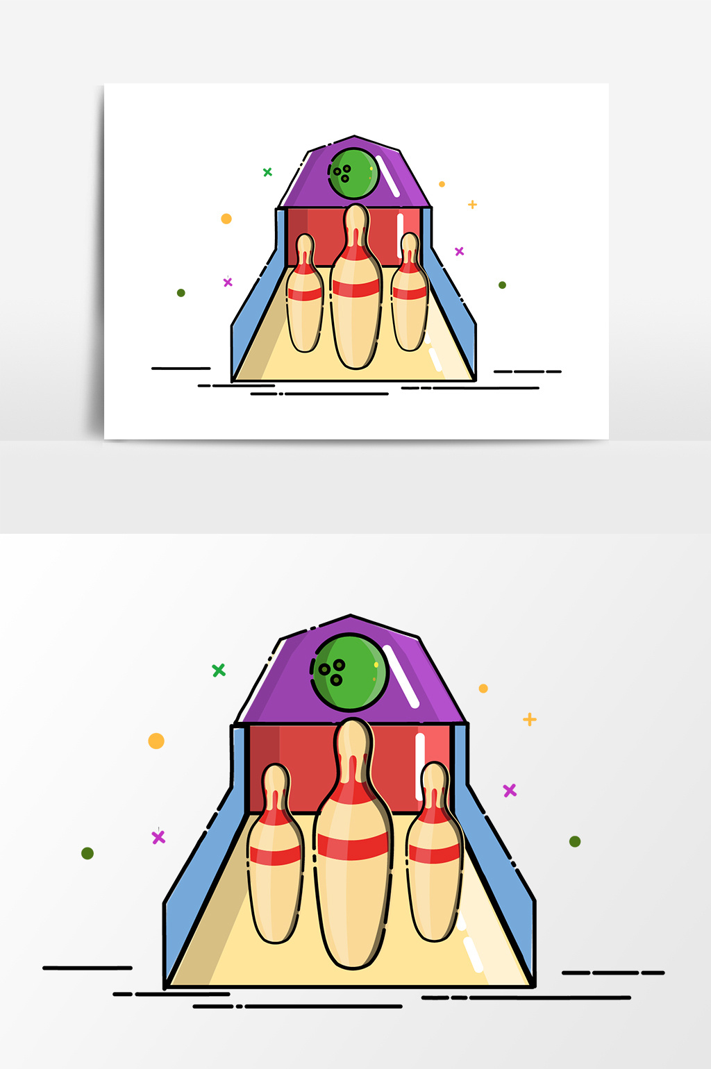 卡通保齡球矢量元素