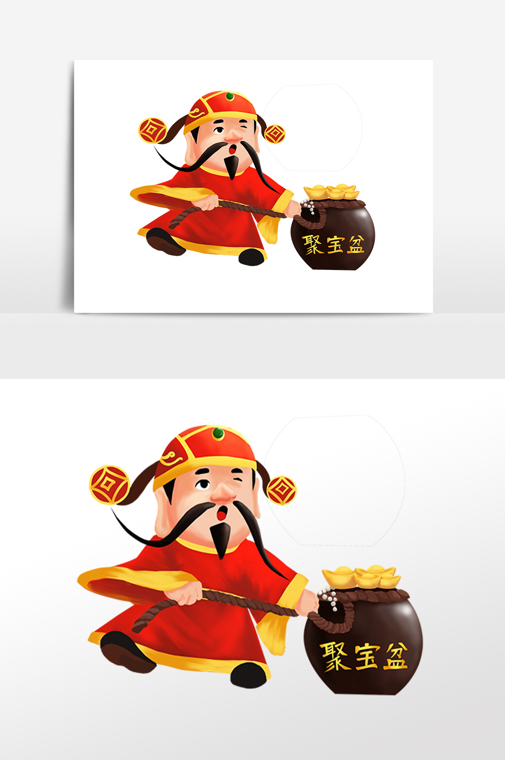 字体仅供参考 包图网提供精美好看的手绘财神到聚宝盆插画素材素材