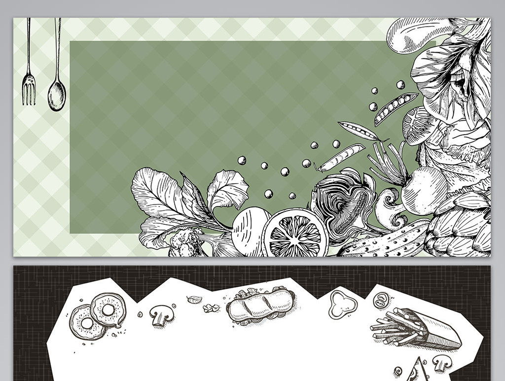 包图 广告设计 广告设计背景 > 矢量手绘素描美食餐饮背景 上传时间
