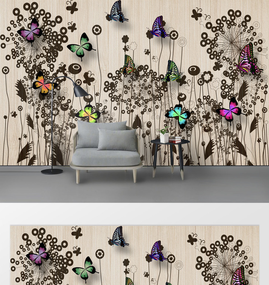 现代简约蝴蝶背景墙