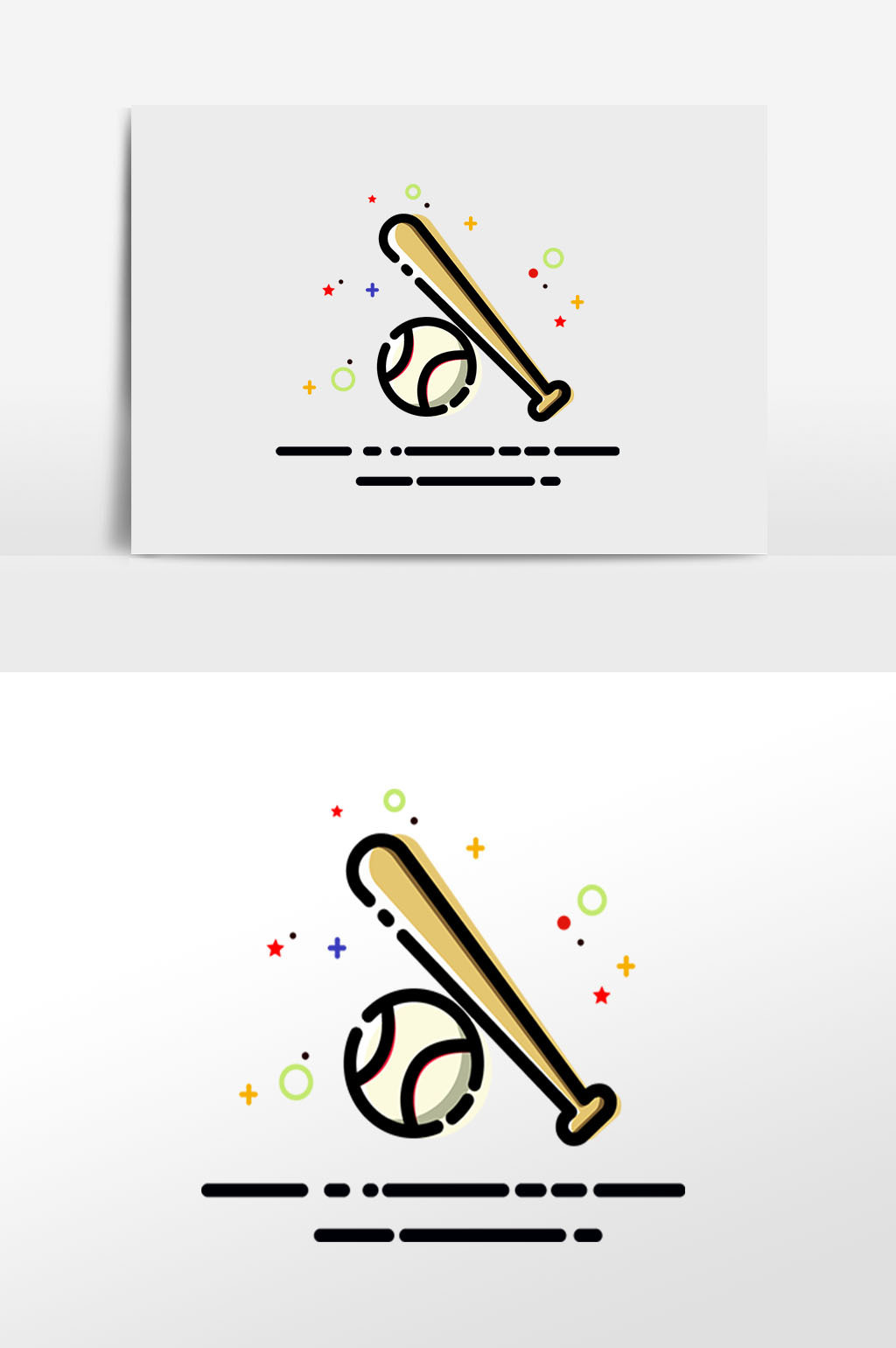 手绘运动健身棒球插画元素