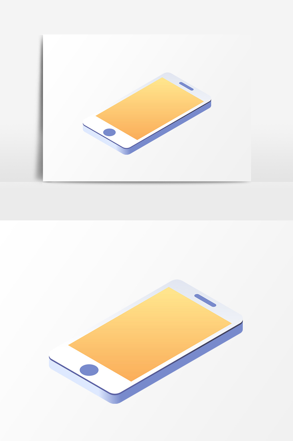 黄色渐变2.5d智能手机psd素材