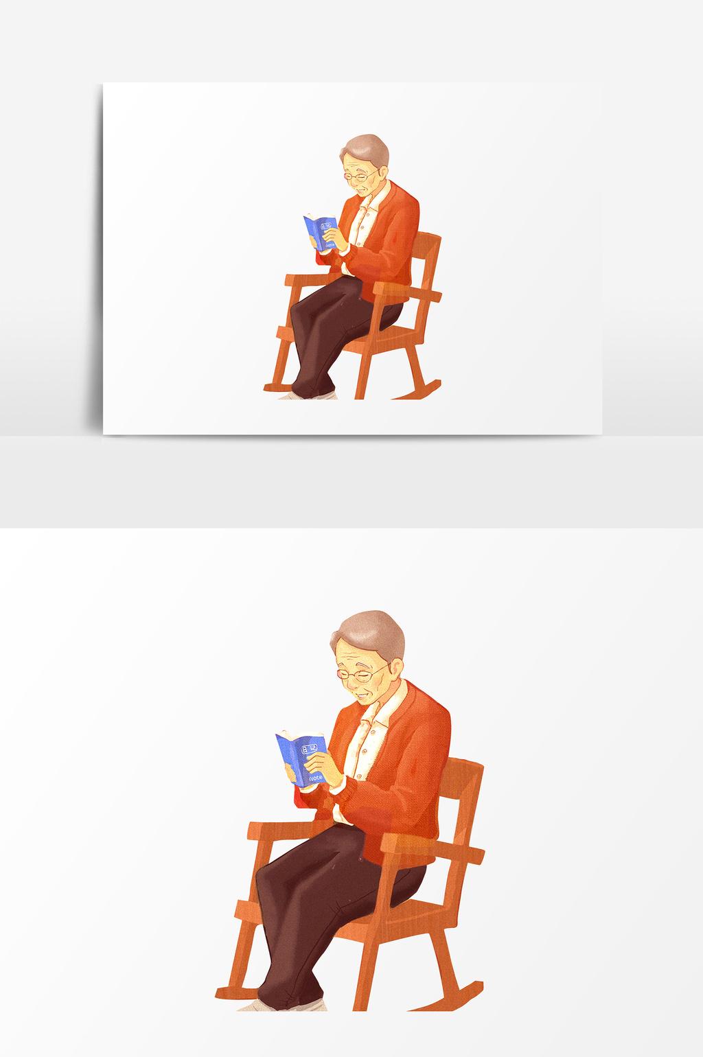 看书中的老年人psd素材高清psd图片设计素材免费下载_【包图网】