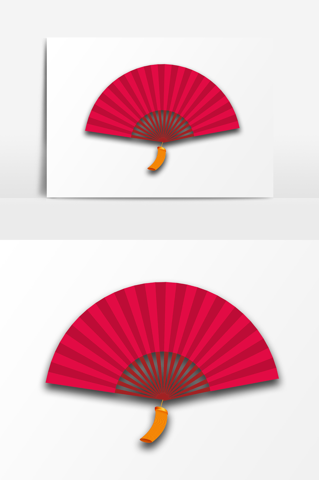红色喜庆纸扇子psd素材图片