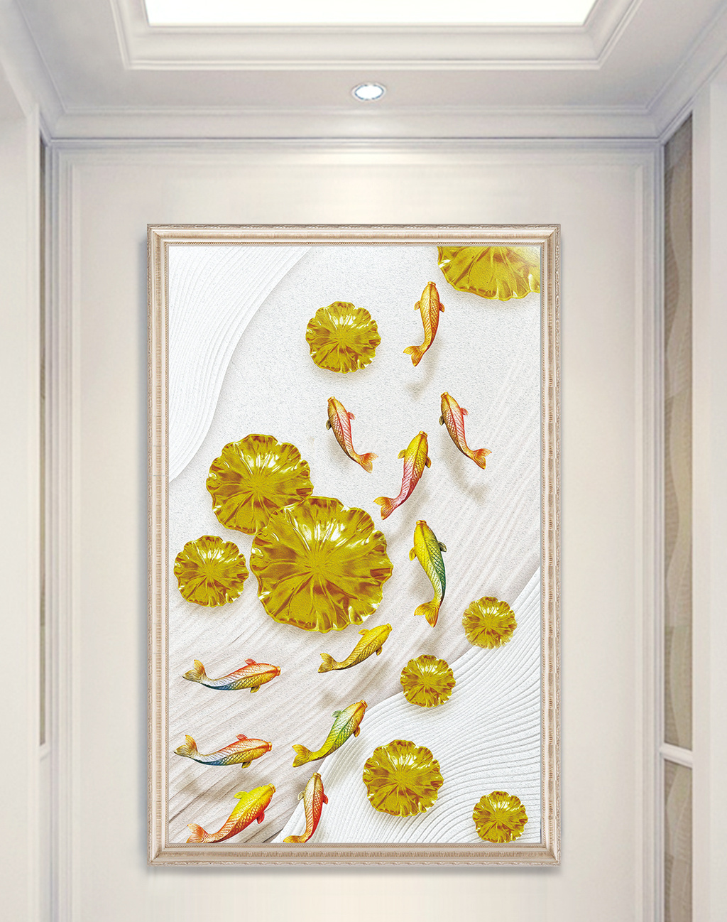 金色鱼群玄关背景墙