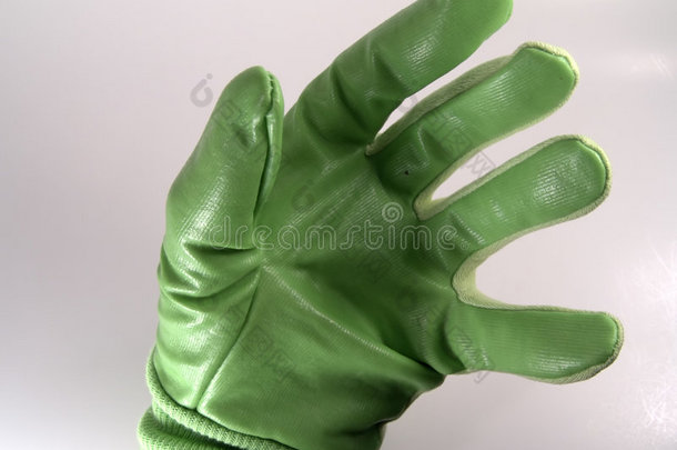 手戴绿手套