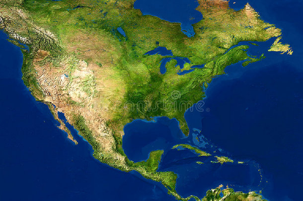 地球视图-地图，北美