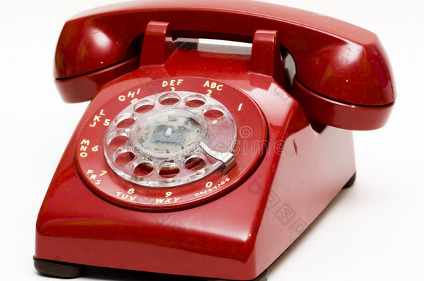 古董红色旋转电话