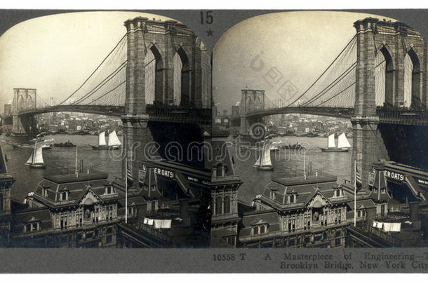 古董布鲁克林大桥立体图
