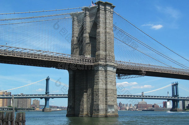 后曼哈顿桥布鲁克林大桥塔人像图