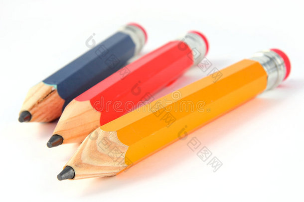 蓝红黄铅笔