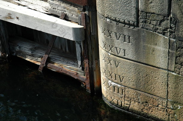 码头上的水位标志
