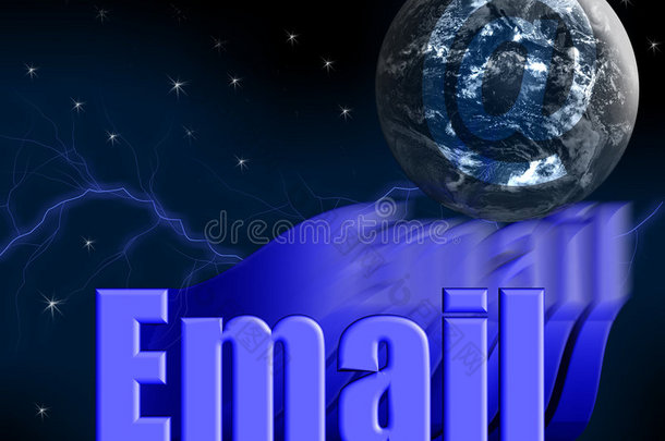 电子邮件3d与地球地球和恒星