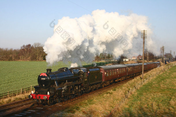英国乡村的蒸汽火车