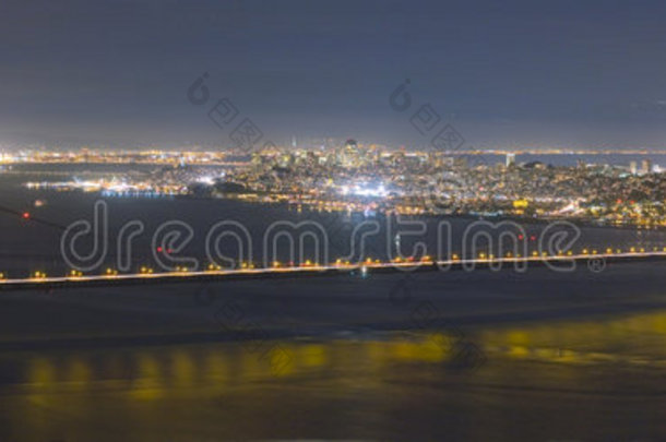 金门大桥与旧金山夜景