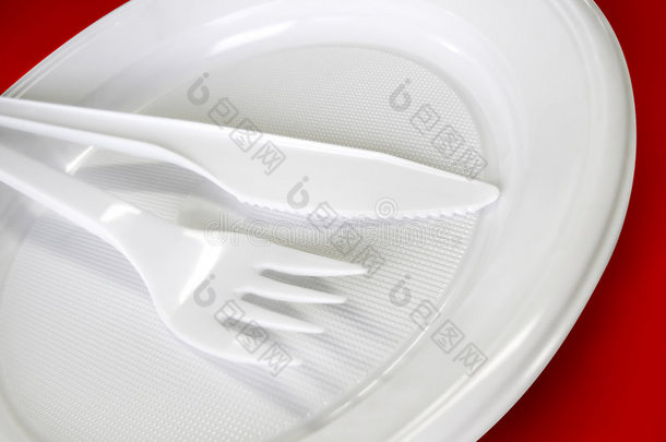 塑料餐具.刀叉和盘子