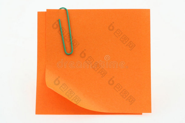 橙色的便签，白色的弯角