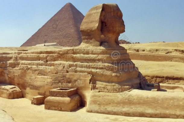 大狮身人面像，大金字塔。吉萨，埃及。