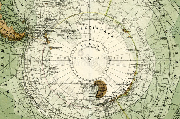 1875年南极洲古董地图