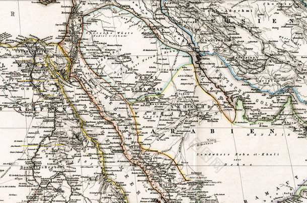 中东阿拉伯伊拉克古董地图