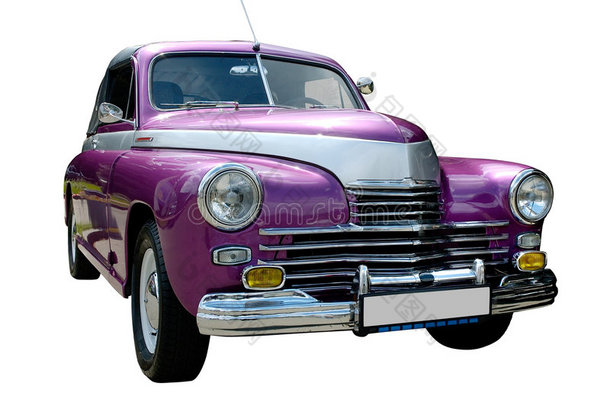 紫色复古车孤立