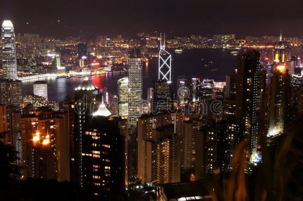 夜间香港天际线