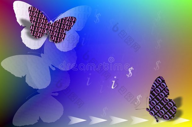 二进制代码蝴蝶的股票图像